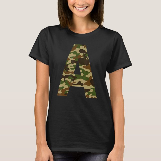 T-shirt Lettre A Majuscule Alphabet Camouflage Initial (Devant)