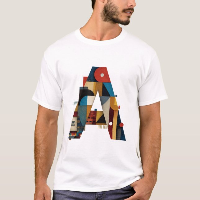 T-shirt Lettre A – Monogramme de style milieu de siècle à  (Devant)
