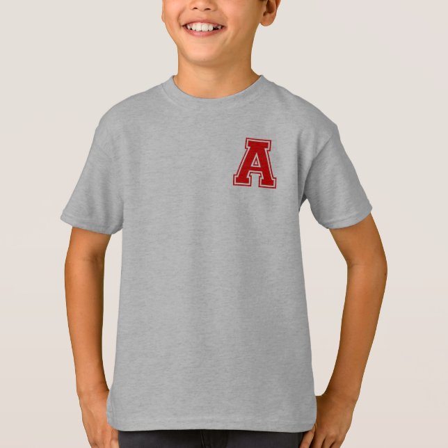 T-shirt Lettre A - Nom initial Alphabet Monogramme (Devant)