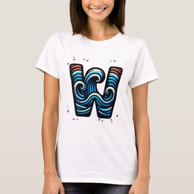 T-shirt Lettre Abstraite Wavy "W" (Devant)