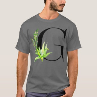 T-shirt Lettre alphabet G avec cactus d'aquarelle et quitt