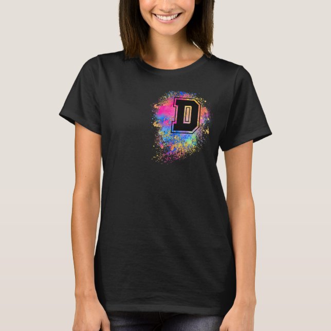 T-shirt Lettre Arc-En-Ciel D Premier Monogramme rose (Devant)
