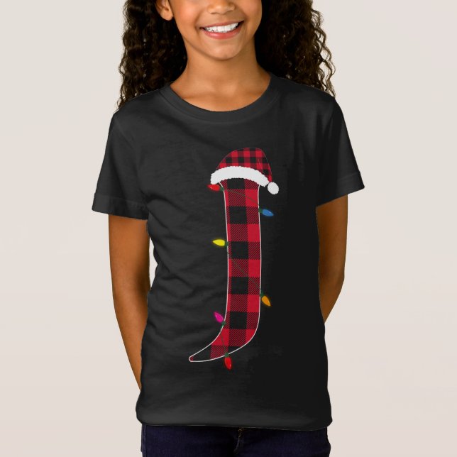 T-Shirt Lettre Awesome J Nom initial Buffalo Plaid Christ (Devant)