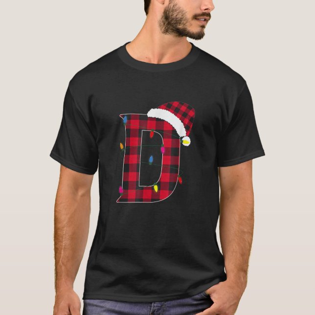T-shirt Lettre Awesome M Nom initial Buffalo Plaid Christ (Devant)