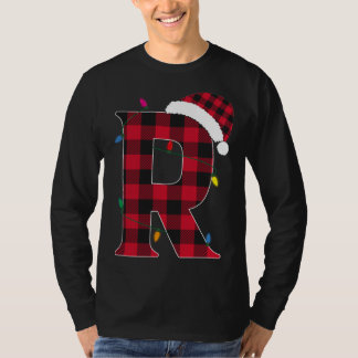 T-shirt Lettre Awesome R Nom initial Buffalo Plaid Christ