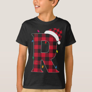 T-shirt Lettre Awesome R Nom initial Buffalo Plaid Christ