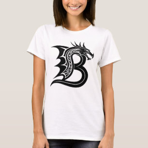 T-shirt Lettre B de style dragon, Alphabet Dragon, Monogra