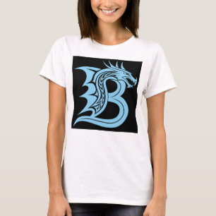 T-shirt Lettre B de style dragon, alphabet du dragon, mono