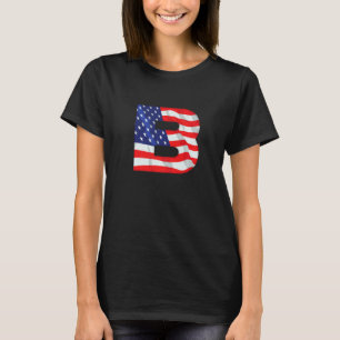 T-shirt Lettre B Majuscule Alphabet Usa American Flag Mono