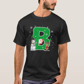 T-shirt Lettre B Nom initial Alphabet Monogramme Père Noël