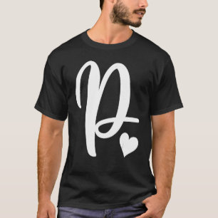 T-shirt lettre blanche P monogramme initial minimaliste co