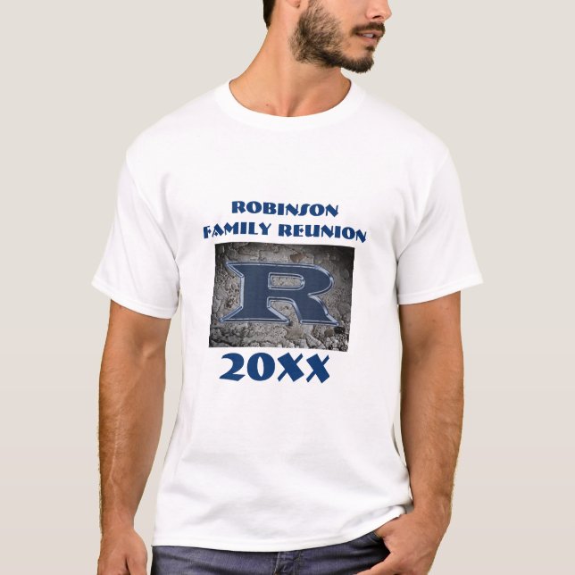 T-shirt LETTRE BLEUE REUNION Familiale Rustique R MONO (Devant)