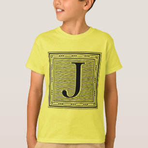 T-shirt Lettre bloc "J" Bois coupé bloc initial