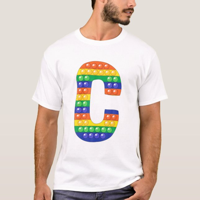 T-shirt Lettre C Alphabet majuscule Fidget Pop It Funny Ma (Devant)