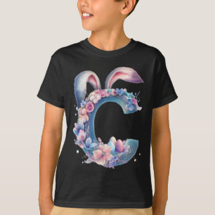 T-shirt Lettre C avec oreilles de lapin ornée de pastel do
