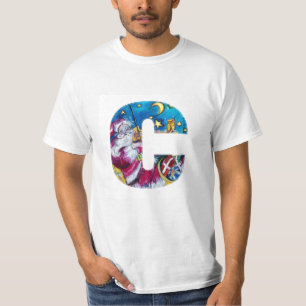 T-SHIRT LETTRE C DE NOËL / MONOGRAM PÈRE NOËL INSPIRÉ