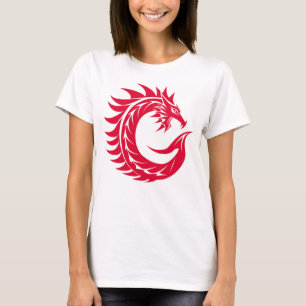 T-shirt Lettre C de style dragon, alphabet du dragon, mono