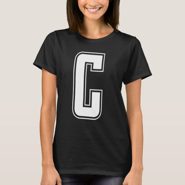 T-shirt Lettre C Majuscule Alphabet Initial Monogramme Che (Devant)