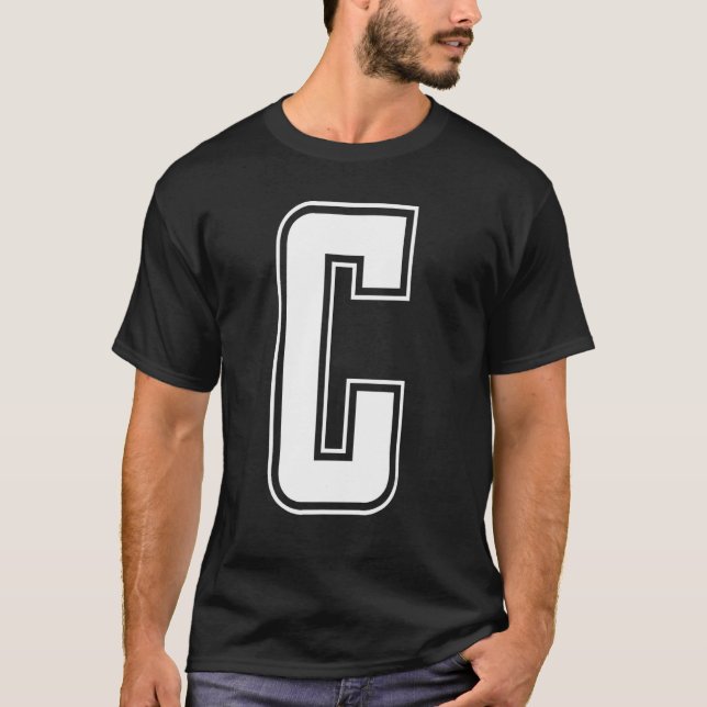 T-shirt Lettre C Majuscule Alphabet Initial Monogramme Che (Devant)