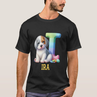 T-shirt LETTRE CHIENS COTE Ira Nom Chien arc-en-ciel