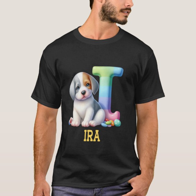 T-shirt LETTRE CHIENS COTE Ira Nom Chien arc-en-ciel (Devant)