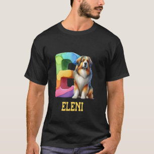 T-shirt LETTRE CHIENS COTE Nom Eleni Chien arc-en-ciel