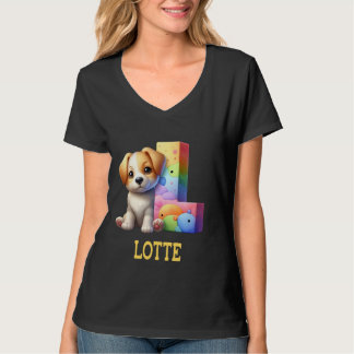 T-shirt LETTRE CHIENS COTE Nom Lotte Chien arc-en-ciel