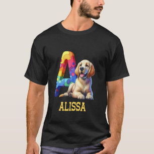 T-shirt Lettre Chiens mignons Alissa Nom Chien arc-en-ciel