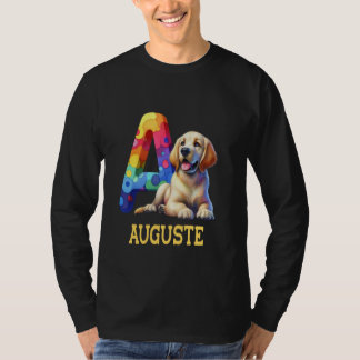 T-shirt Lettre Chiens mignons Auguste Nom Chien arc-en-cie