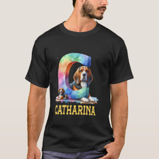 T-shirt Lettre Chiens mignons Catharina Nom Chien arc-en-c