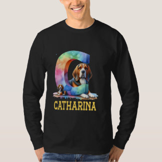 T-shirt Lettre Chiens mignons Catharina Nom Chien arc-en-c