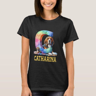 T-shirt Lettre Chiens mignons Catharina Nom Chien arc-en-c