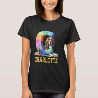T-shirt Lettre Chiens mignons Charlotte Nom Chien arc-en-c