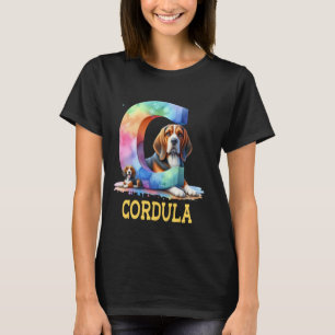 T-shirt Lettre Chiens mignons Cordula Nom Chien arc-en-cie