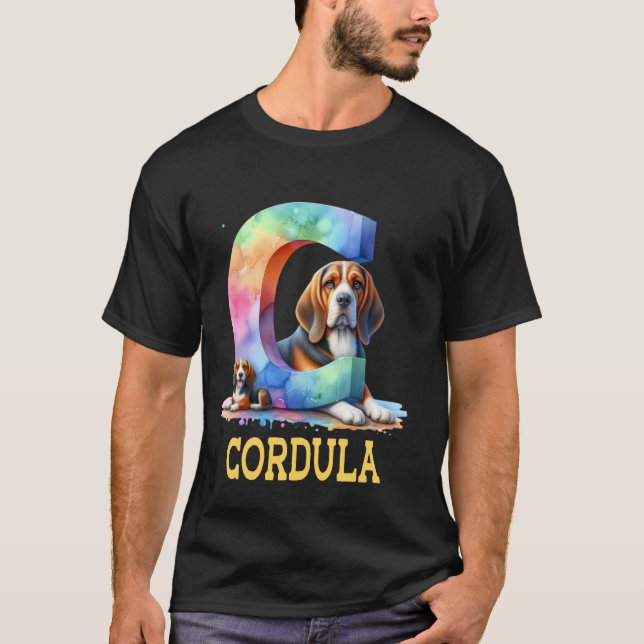T-shirt Lettre Chiens mignons Cordula Nom Chien arc-en-cie (Devant)