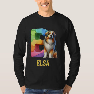 T-shirt Lettre Chiens mignons Elsa Nom Chien arc-en-ciel