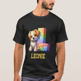 T-shirt Lettre Chiens mignons Leonie Nom Chien arc-en-ciel