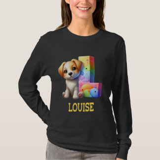 T-shirt Lettre Chiens mignons Louise Nom Chien arc-en-ciel
