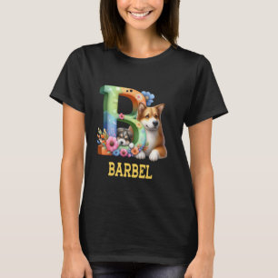 T-shirt Lettre Chiens mignons Nom Barbel Chien arc-en-ciel