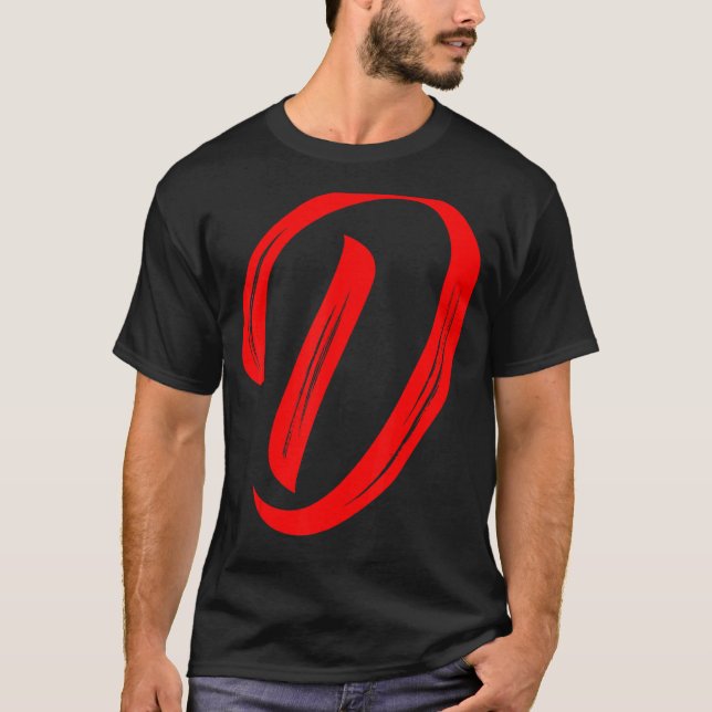 T-shirt Lettre D Alphabet Grand Rouge Graphique Initial (Devant)