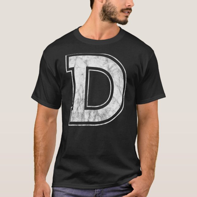 T-shirt Lettre D Alphabet majuscule Monogramme initial (Devant)