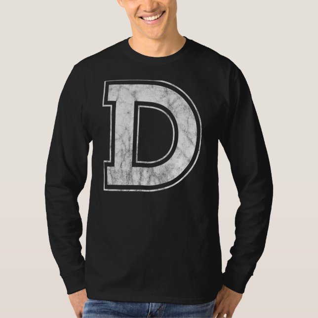 T-shirt Lettre D Alphabet majuscule Monogramme initial (Devant)
