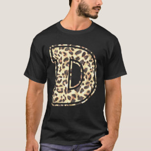 T-shirt Lettre D Cheetah Leopard initial Imprimer Eau tend