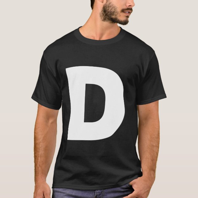 T-shirt Lettre D Majuscule Plaque Blanc Gras Texte (Devant)