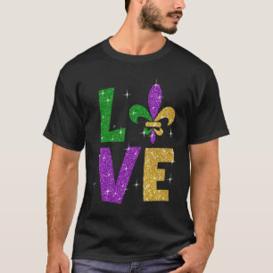 T-shirt Lettre d'amour parties scintillant violet or Mardi