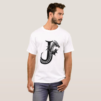 T-shirt Lettre de dragon J – Conception de dragon de fanta