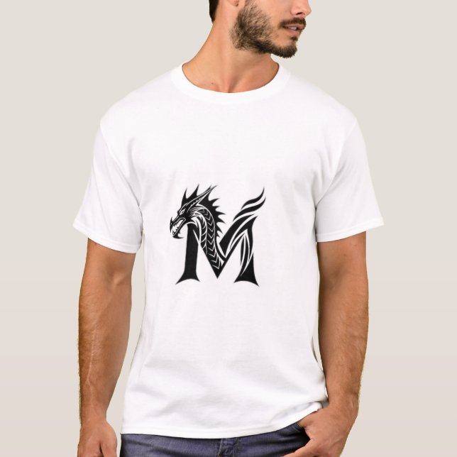 T-shirt Lettre de dragon M – Conception de dragon de fanta (Devant)