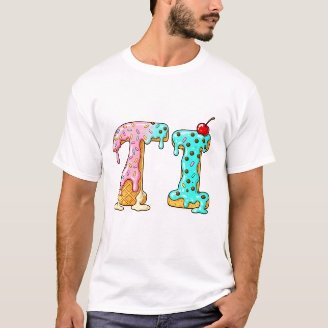 T-shirt Lettre de glace sucrée initiale de crème glacée Ka (Devant)