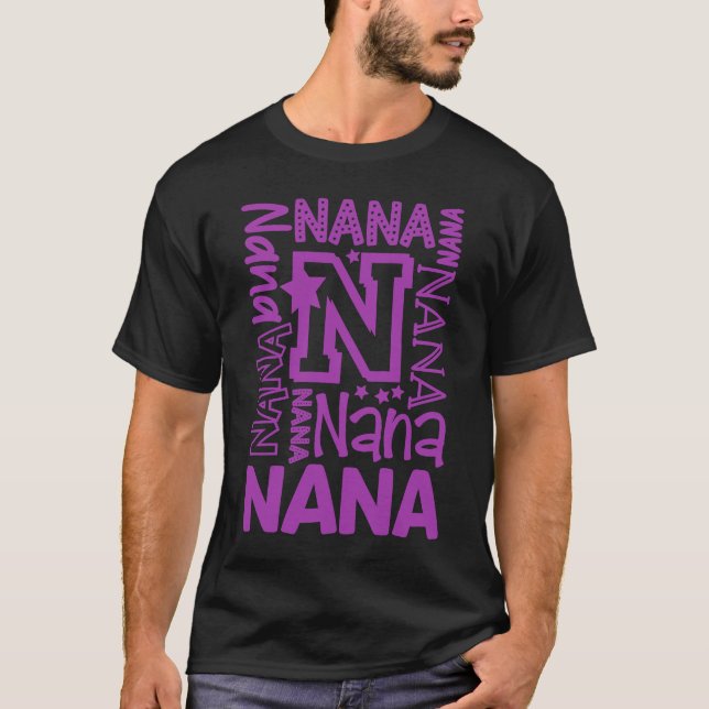 T-shirt Lettre de la grande mère de Nana Grandma Imprimer (Devant)