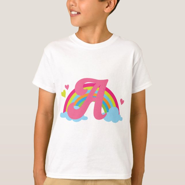 T-shirt Lettre de monogramme un arc-en-ciel d'alphabet (Devant)